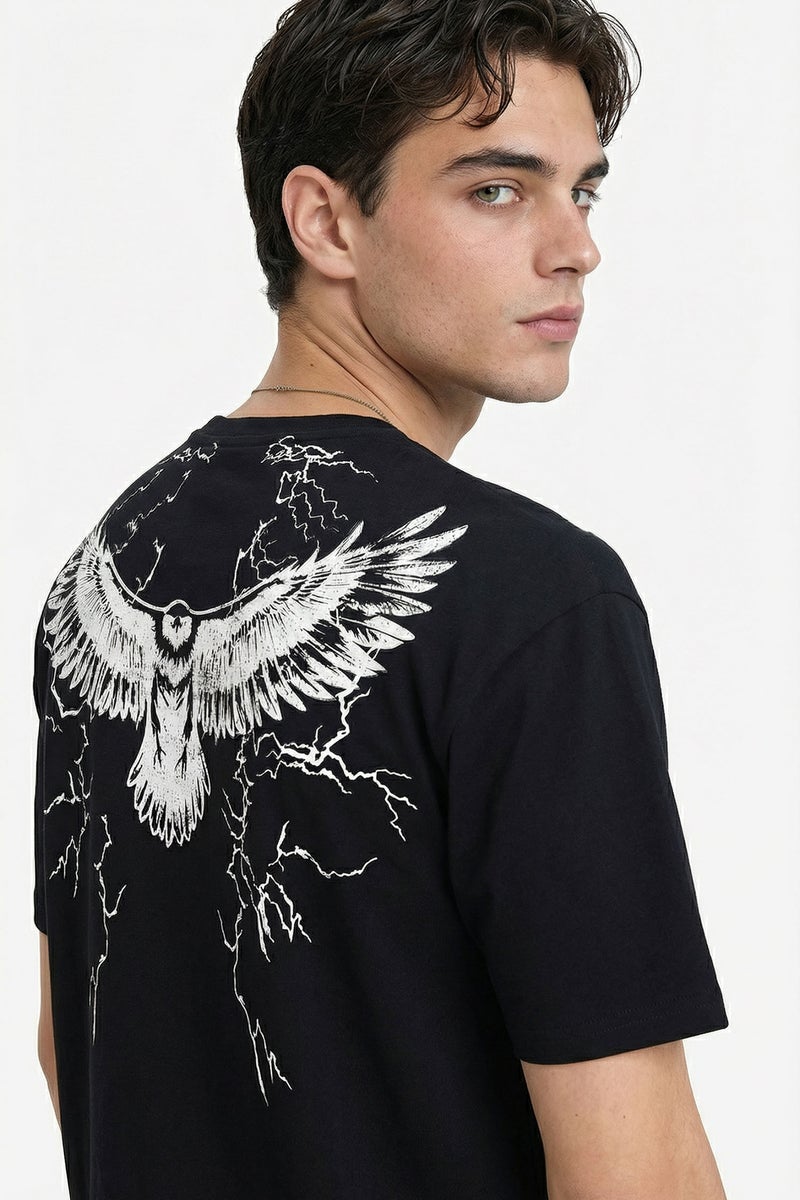 DeFacto Black Man Boxy Fit Crew Neck Short Sleeve T-Shirt Casual - Image 1